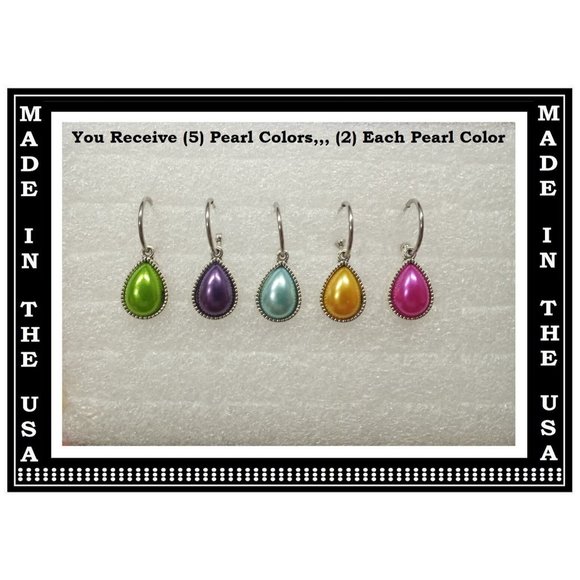 NEW Pearl Teardrop Charm Acrylic Interchangeable Earrings 5 Pairs In 1 Set - Picture 2 of 7
